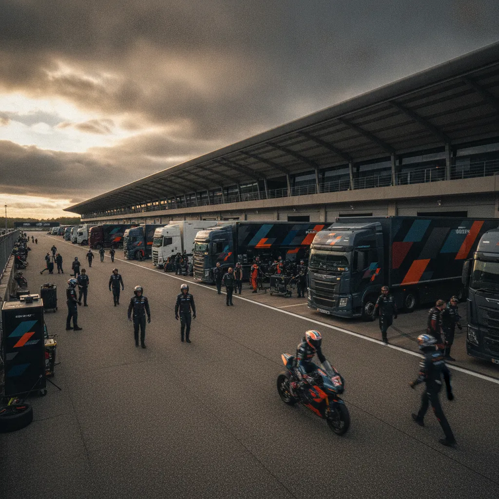 A view of the famous Wing building and pit lane at the Silverstone circuit, home of the British Grand Prix.