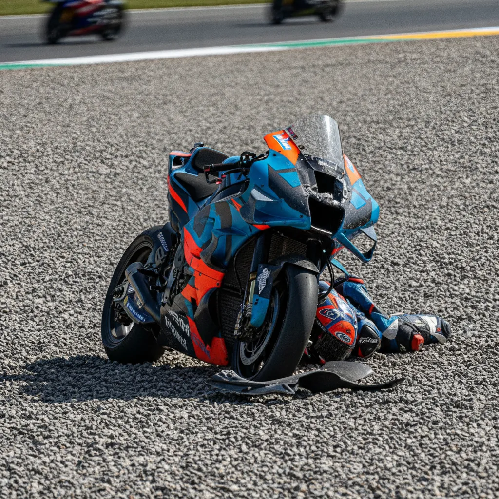 Marco Bezzecchi's damaged race bike after his crash in German Grand Prix qualifying.