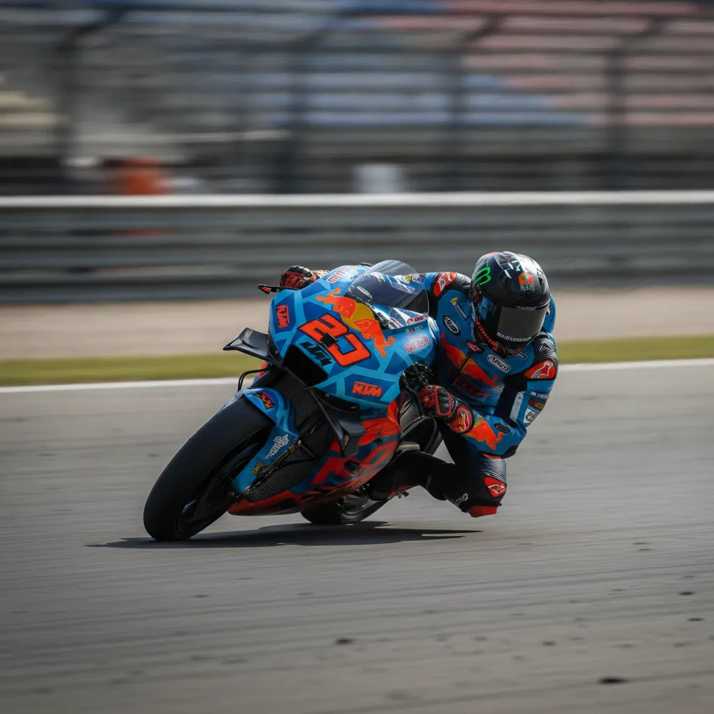 Alex Marquez cornering at high speed on his MotoGP bike during a race.