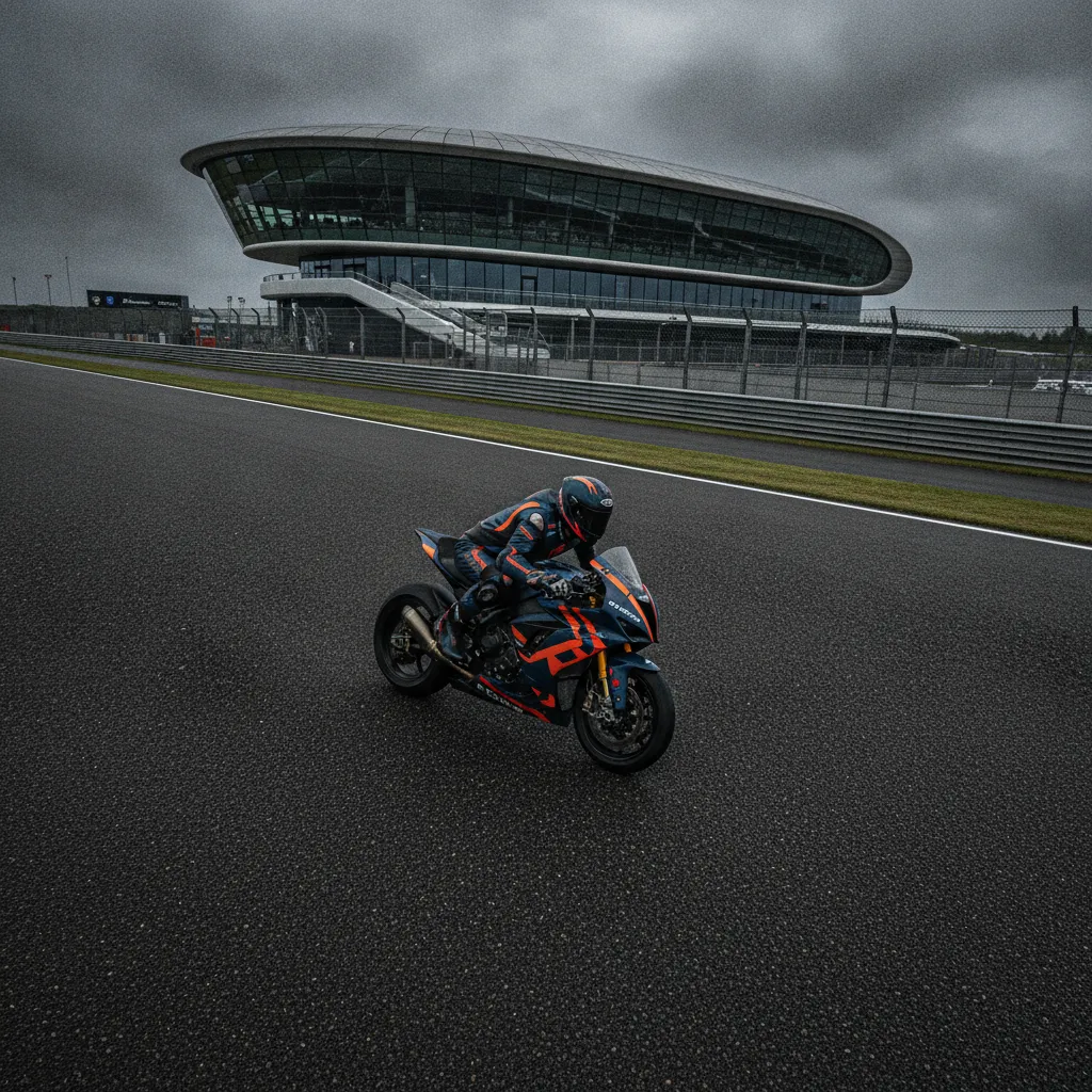 The famous Wing building overlooking the track at the Silverstone circuit, the venue for the British Grand Prix.