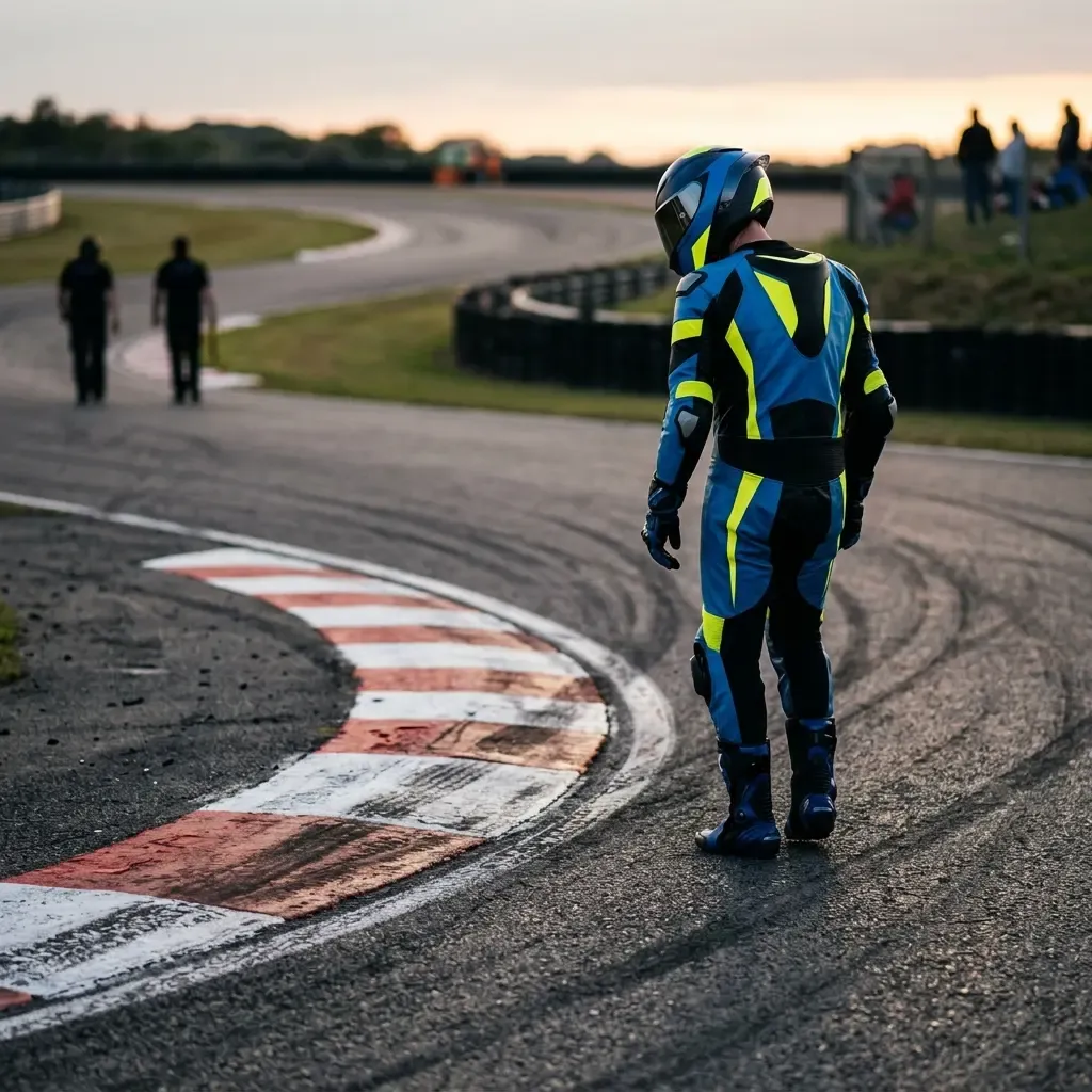 A MotoGP rider gets on the power early out of a corner to perform a 'cutback' overtake on the following straight.