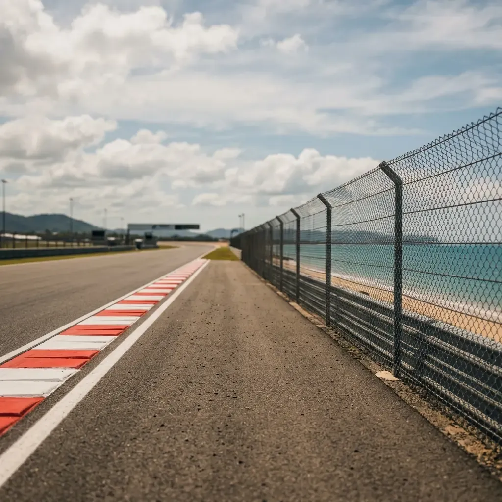 Illustration for our Indonesian Grand Prix story: a coastal circuit straight beside the sea.
