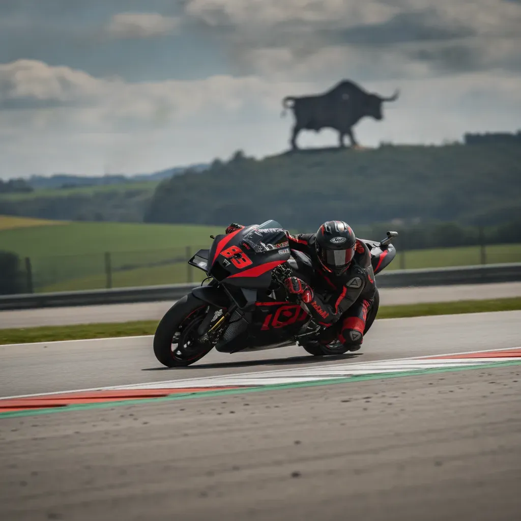 A MotoGP bike at speed during qualifying for the Austrian Grand Prix at the Red Bull Ring.