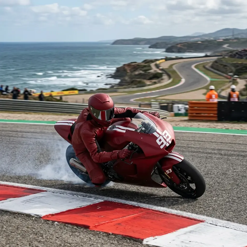 Illustration for our title fight story: a rider carving through a fast turn