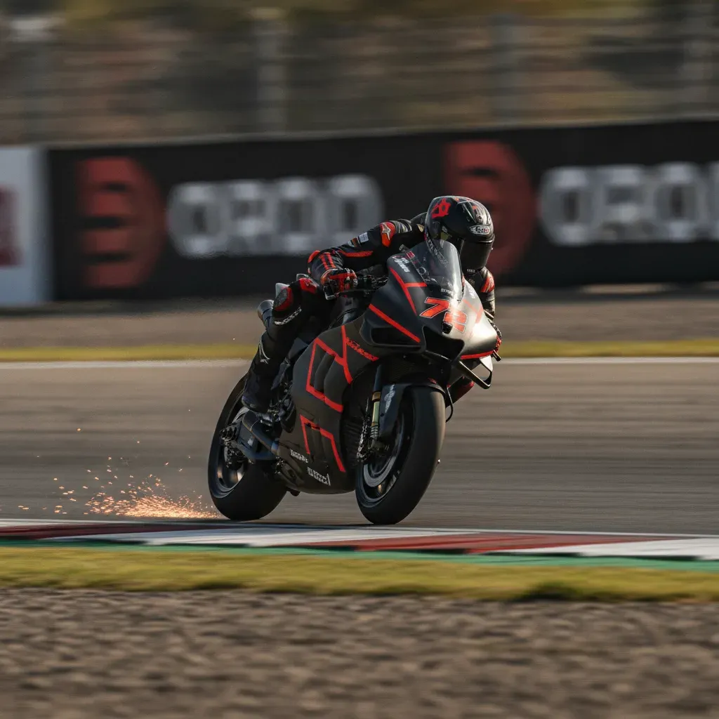 Marc Marquez pushes his Ducati to the limit during qualifying for the San Marino Grand Prix.